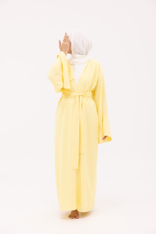 Abaya Déborah en Lin jaune