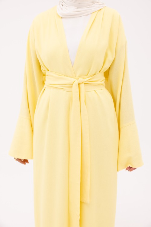 Abaya Déborah en Lin jaune