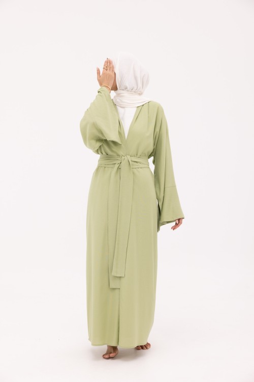 Abaya Déborah en Lin vert