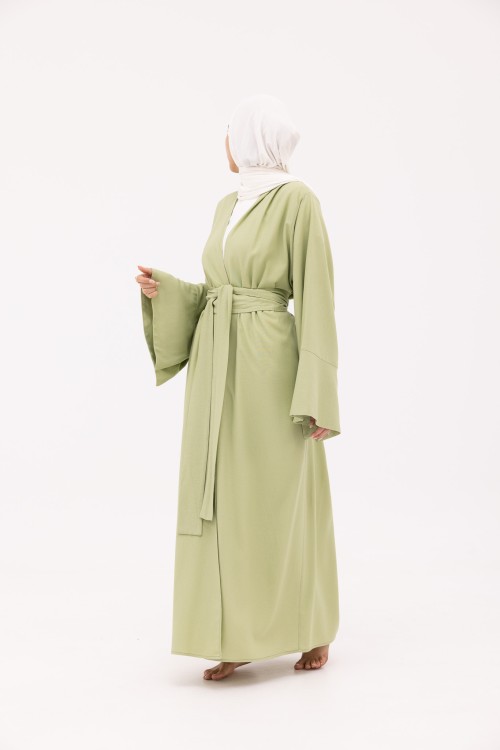 Abaya Déborah en Lin vert
