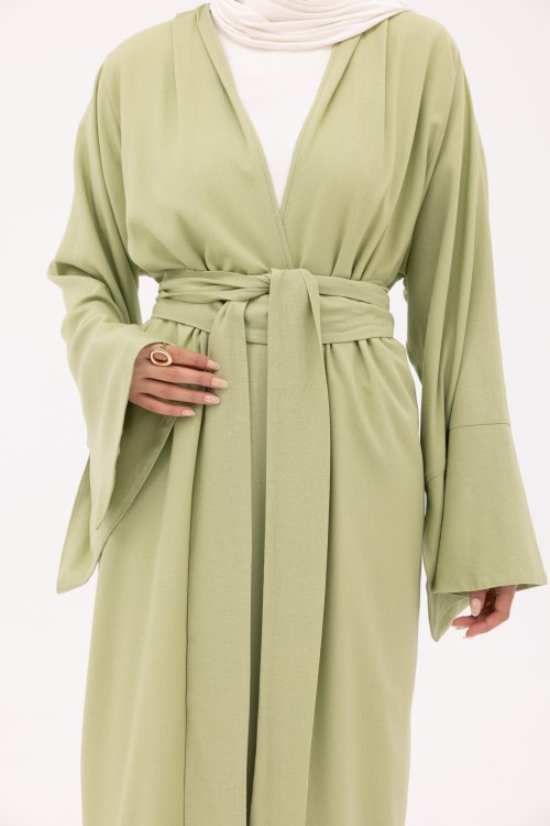 Abaya Déborah en Lin vert