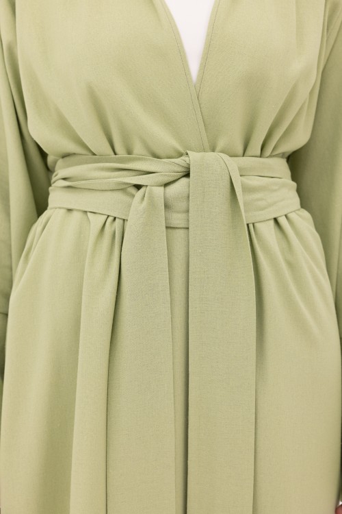 Abaya Déborah en Lin vert