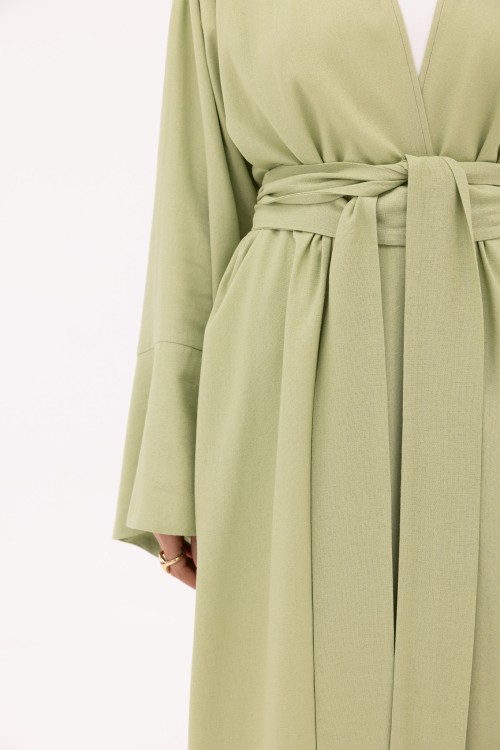 Abaya Déborah en Lin vert