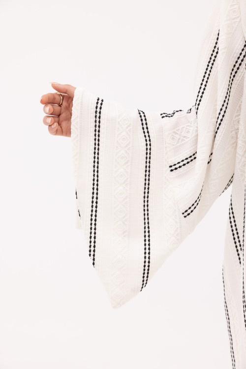Abaya Déborah blanche rayée