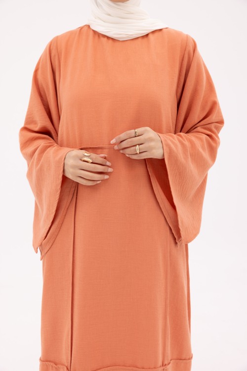 Robe Marina en Lin saumon