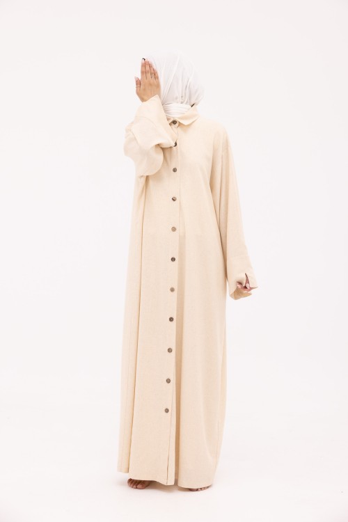 Robe Chemise Larissa en Lin beige chiné
