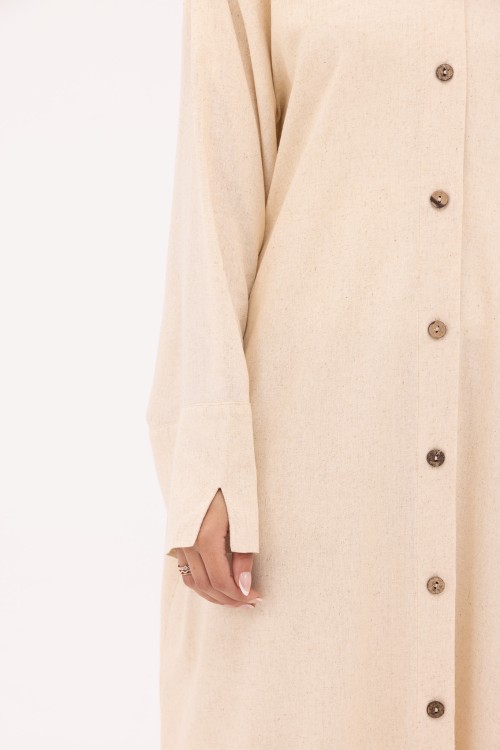 Robe Chemise Larissa en Lin beige chiné