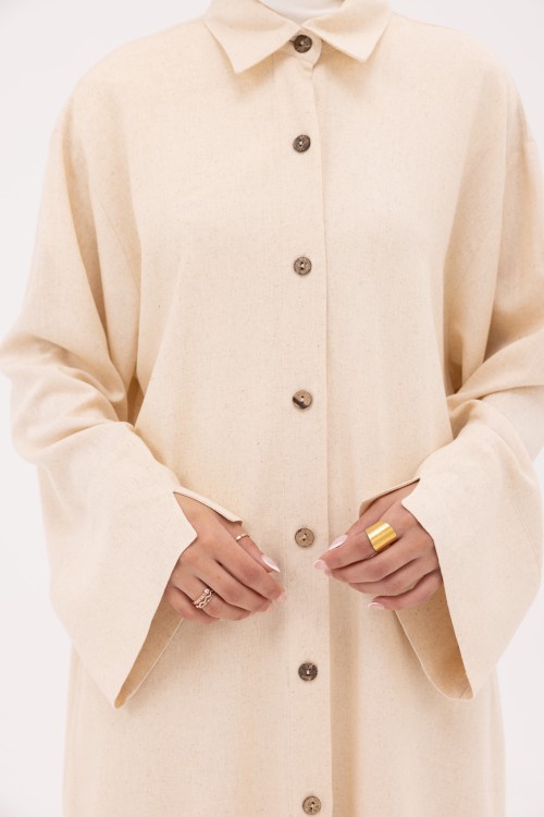 Robe Chemise Larissa en Lin beige chiné