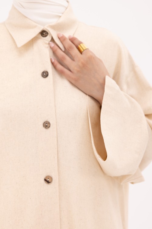 Robe Chemise Larissa en Lin beige chiné