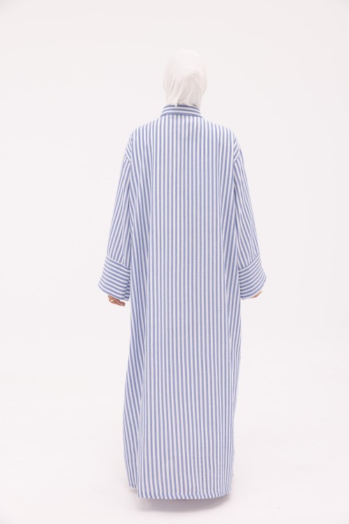Robe Chemise Larissa en Lin rayé bleu