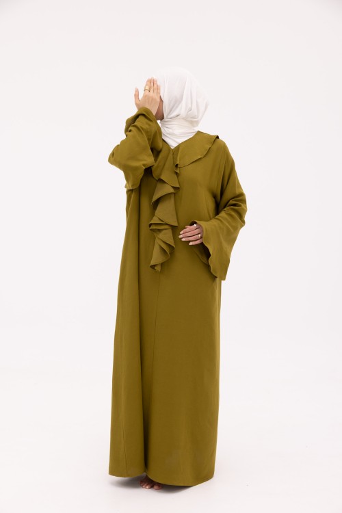 Robe Amandine en Lin olive