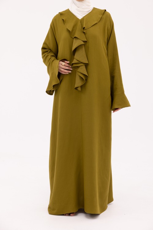 Robe Amandine en Lin olive