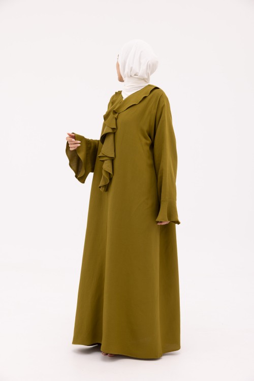 Robe Amandine en Lin olive