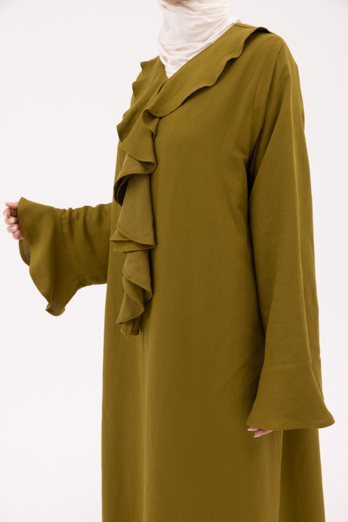 Robe Amandine en Lin olive
