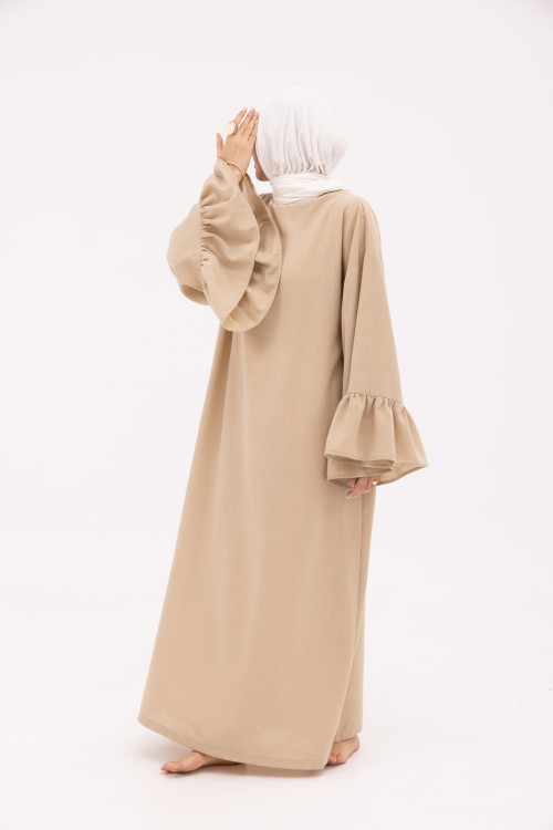 Robe Sayda en Lin beige foncé