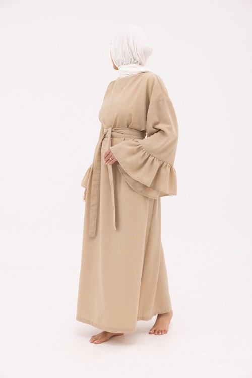 Robe Sayda en Lin beige foncé