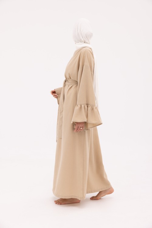 Robe Sayda en Lin beige foncé