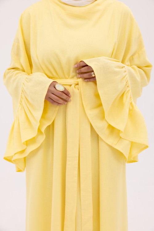 Robe Sayda en Lin jaune