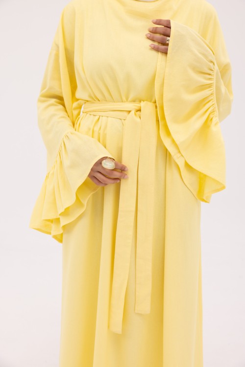 Robe Sayda en Lin jaune