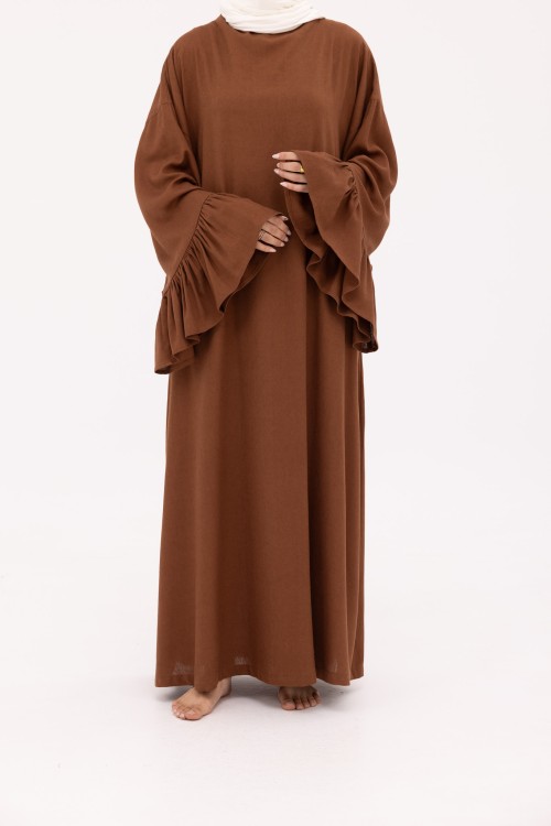 Robe Sayda en Lin marron