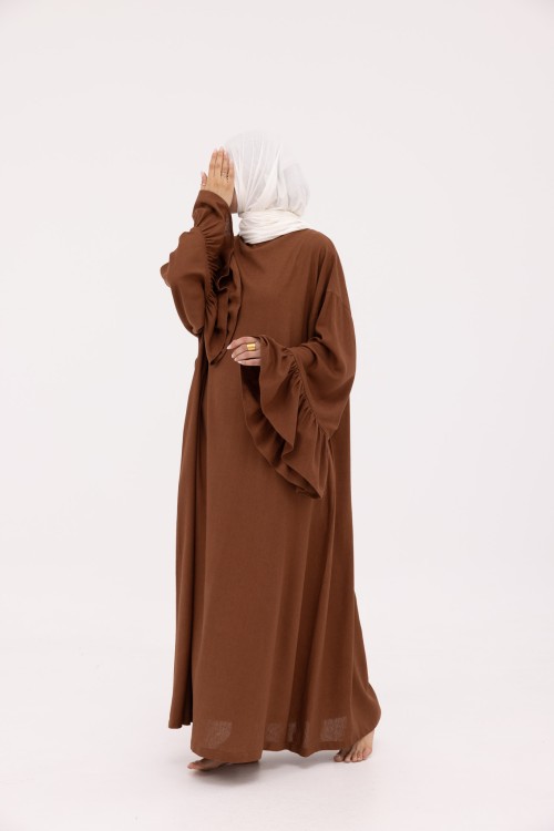 Robe Sayda en Lin marron