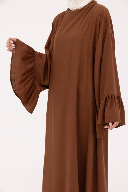 Robe Sayda en Lin marron
