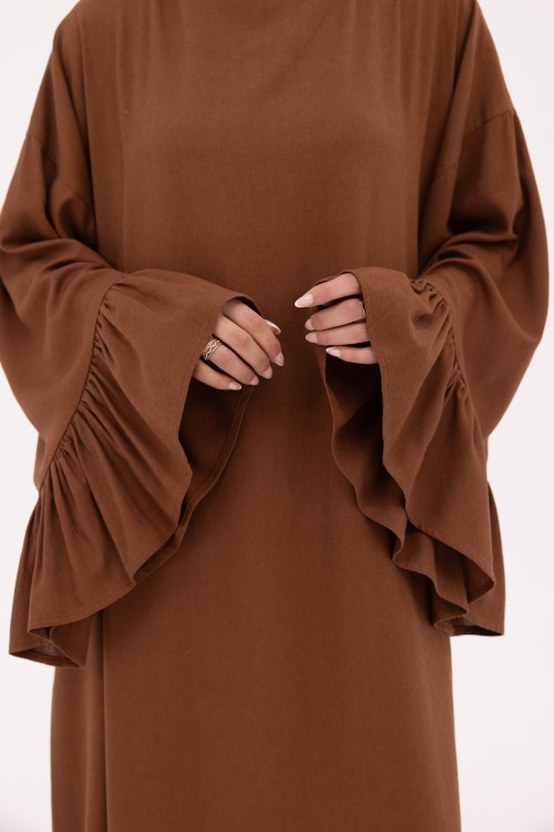 Robe Sayda en Lin marron