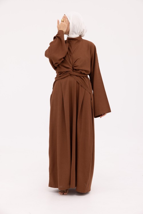 Robe Kamy en Lin marron