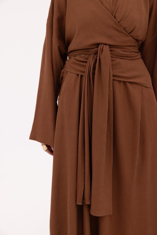 Robe Kamy en Lin marron