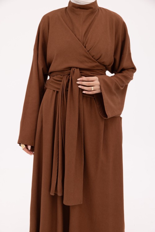 Robe Kamy en Lin marron