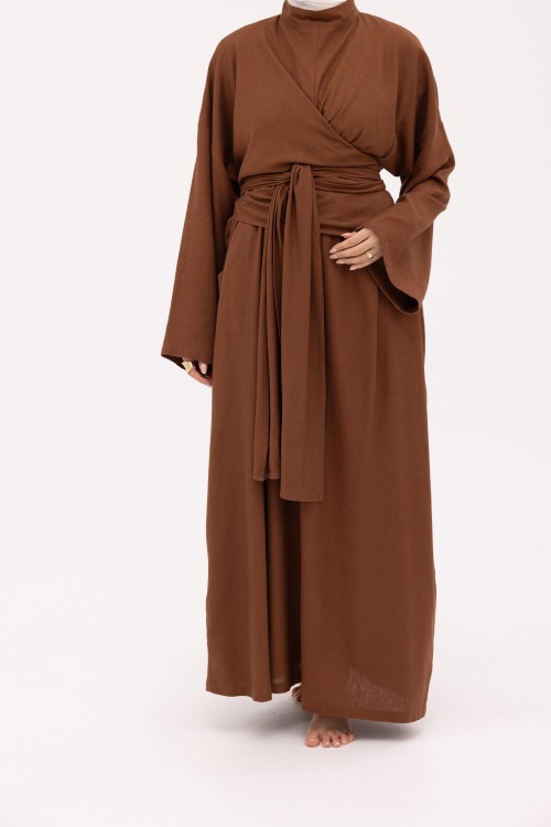 Robe Kamy en Lin marron