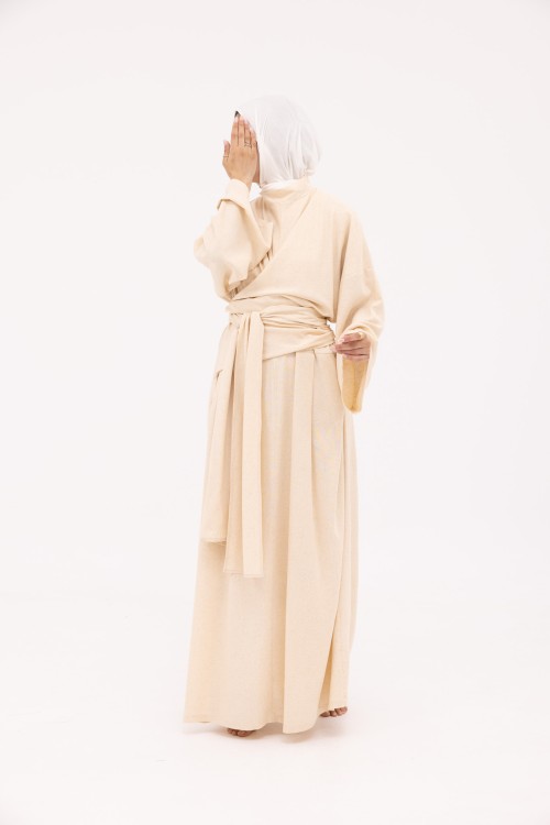 Robe Kamy en Lin beige chiné