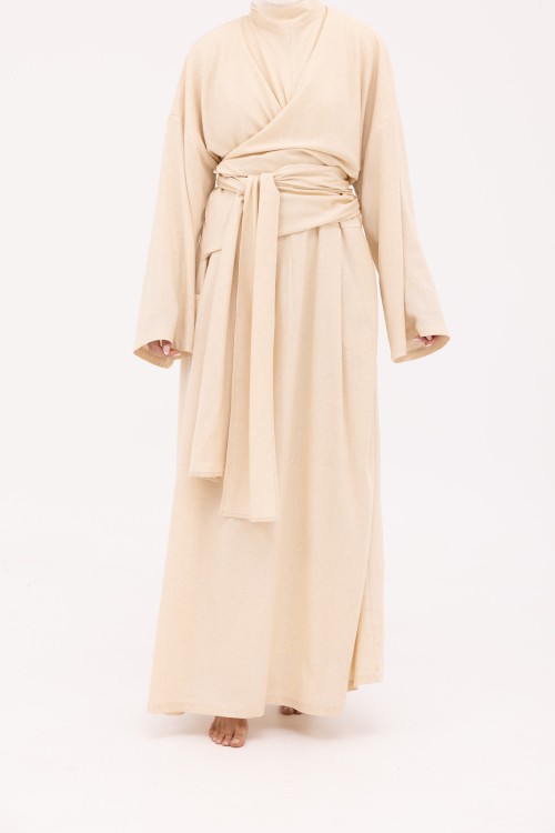 Robe Kamy en Lin beige chiné