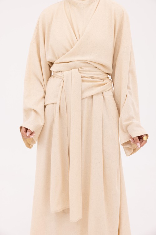 Robe Kamy en Lin beige chiné