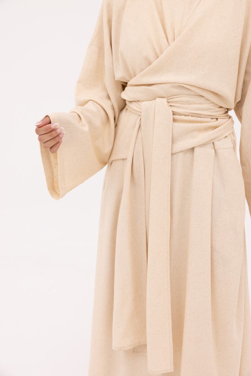 Robe Kamy en Lin beige chiné