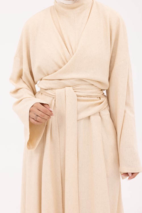 Robe Kamy en Lin beige chiné