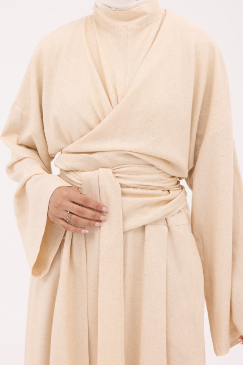 Robe Kamy en Lin beige chiné