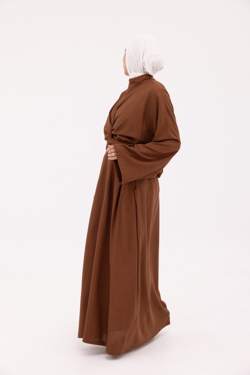 Robe Kamy en Lin marron