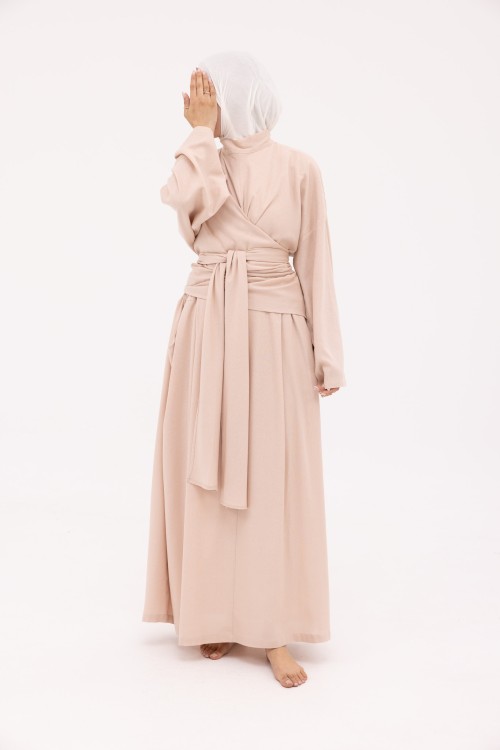 Robe Kamy en Lin beige rosé