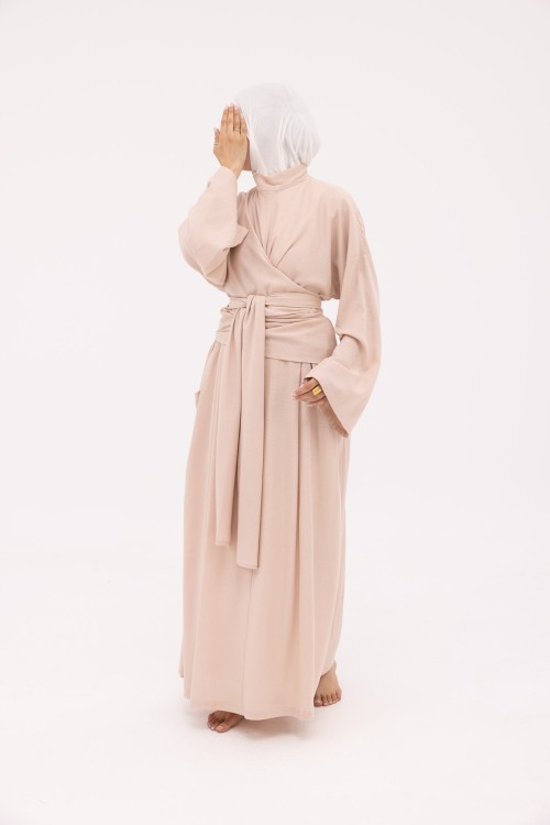 Robe Kamy en Lin beige rosé