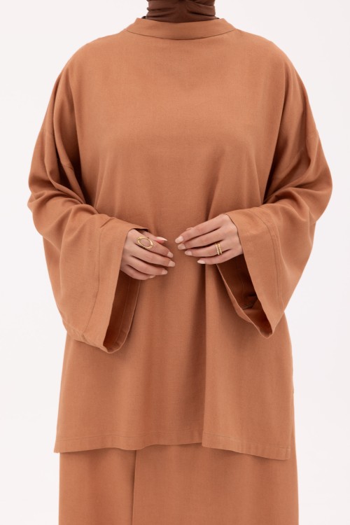Chemise Éline en Lin noisette
