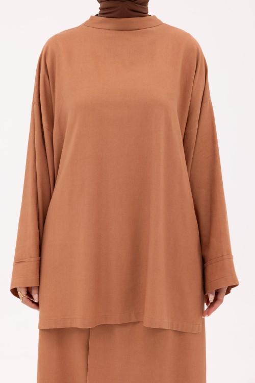 Chemise Éline en Lin noisette