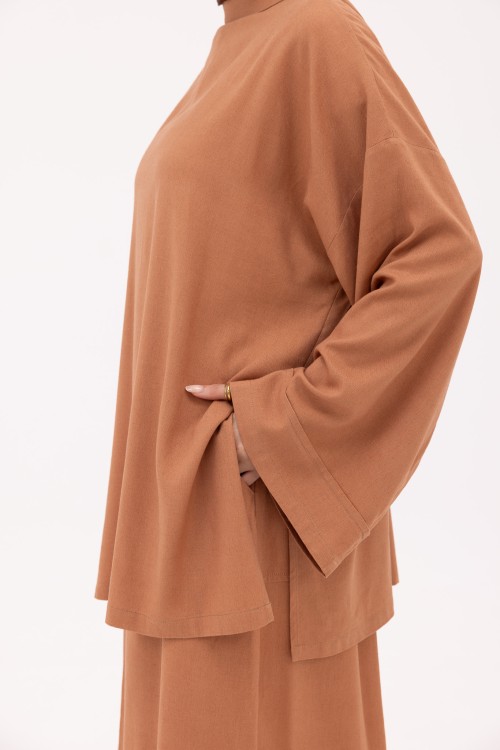 Chemise Éline en Lin noisette