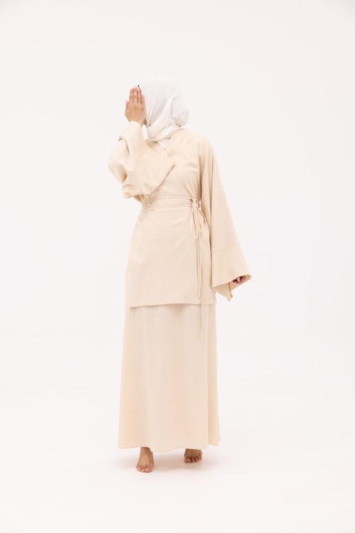 Ensemble Joanna en Lin beige chiné