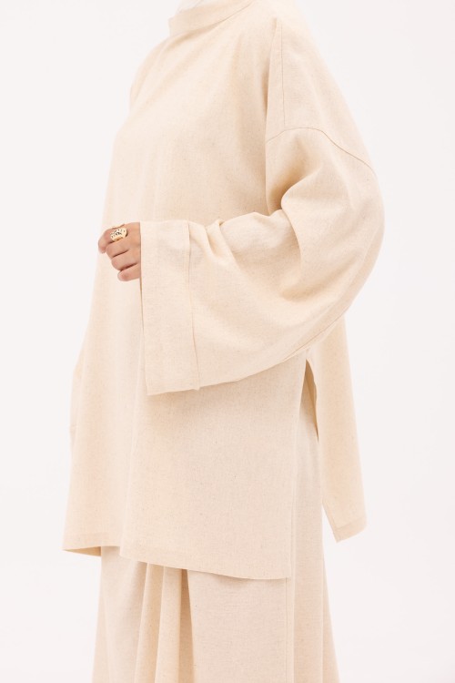 Chemise Éline en Lin beige chiné