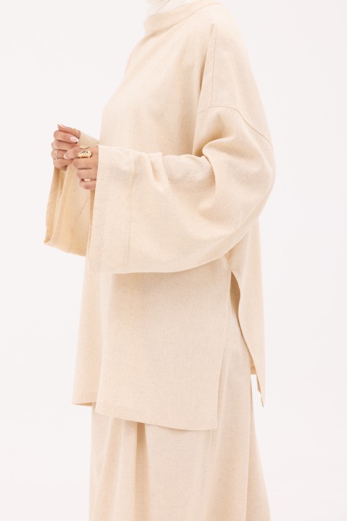 Chemise Éline en Lin beige chiné