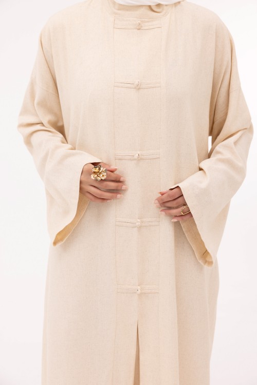 Robe Aurora en lin beige chiné
