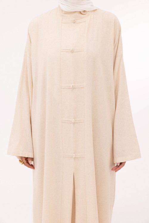 Robe Aurora en lin beige chiné