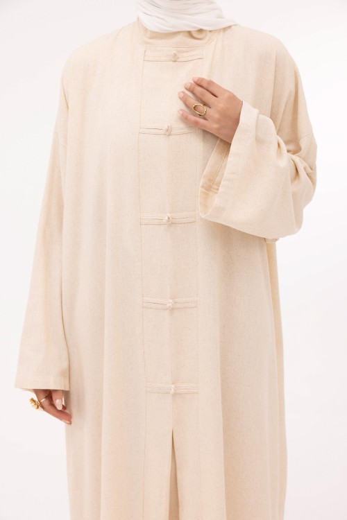 Robe Aurora en lin beige chiné