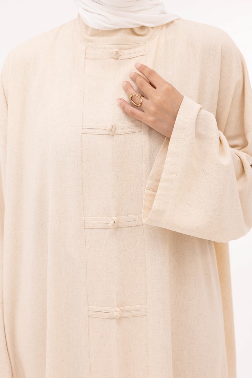 Robe Aurora en lin beige chiné